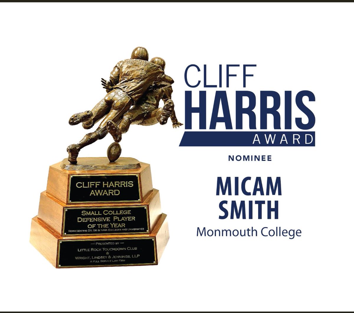 PMN614's tweet photo. Big year for the All- American @Mic_Mic21 as he now up for the Cliff Harris award (small school DPOTY) 

Great football player even better person! https://t.co/ScDQIftXMf