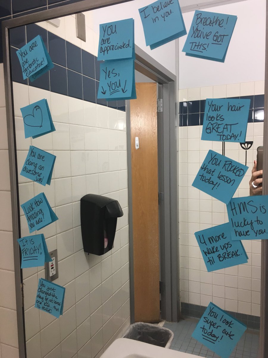 JoAnnWiechmann1's tweet photo. Love the culture of encouragement...even in the restroom at HMS! #lovestickynotes @HeritageBroncos https://t.co/XCHlZ9AA6z