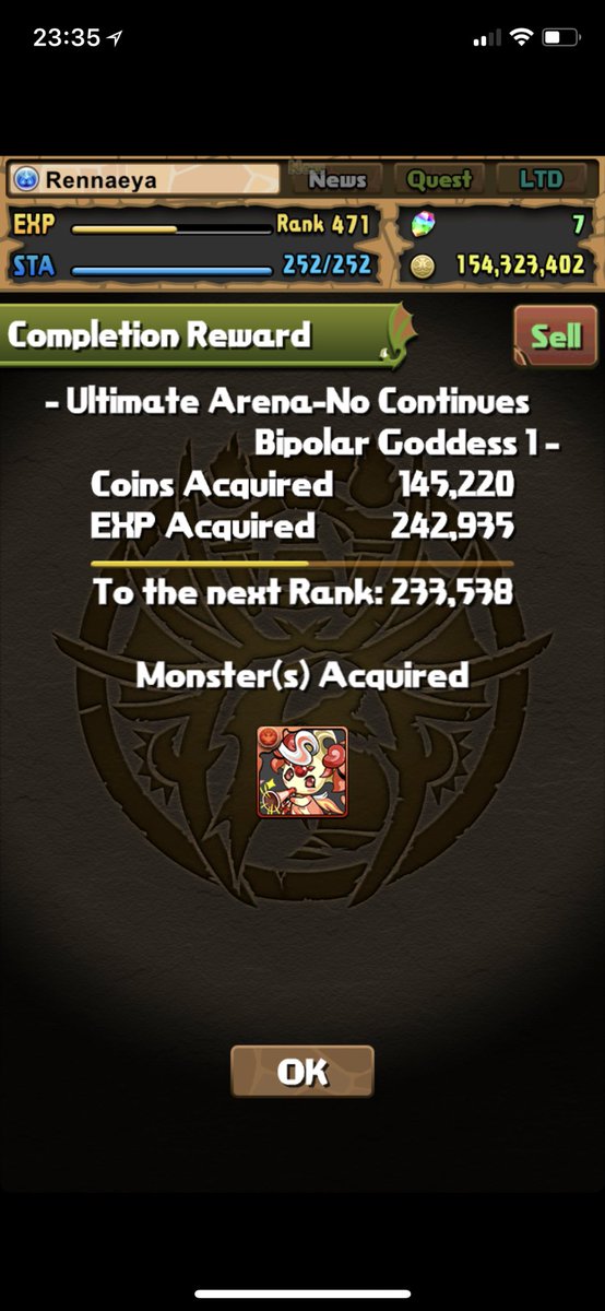 Finally! My very first clear of Arena 1! Largely due to <a href="/MantasticPAD/">Mantastic PAD</a> ‘s blogs and reviews! <a href="/PuzzDragEU/">Puzzle & Dragons EU</a>