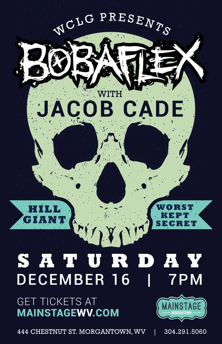 MainstageWV's tweet photo. 🎸🔥 .RT for a chance to win 4 tickets THIS SATURDAY for @bobaflex 😎@JacobCadeRocks 🎸@HillGiantinc 🔥@WKS_WV or get tickets NOW at https://t.co/HgabPfqXPC 
@WCLGRocks presents https://t.co/xCL2LHFQvV