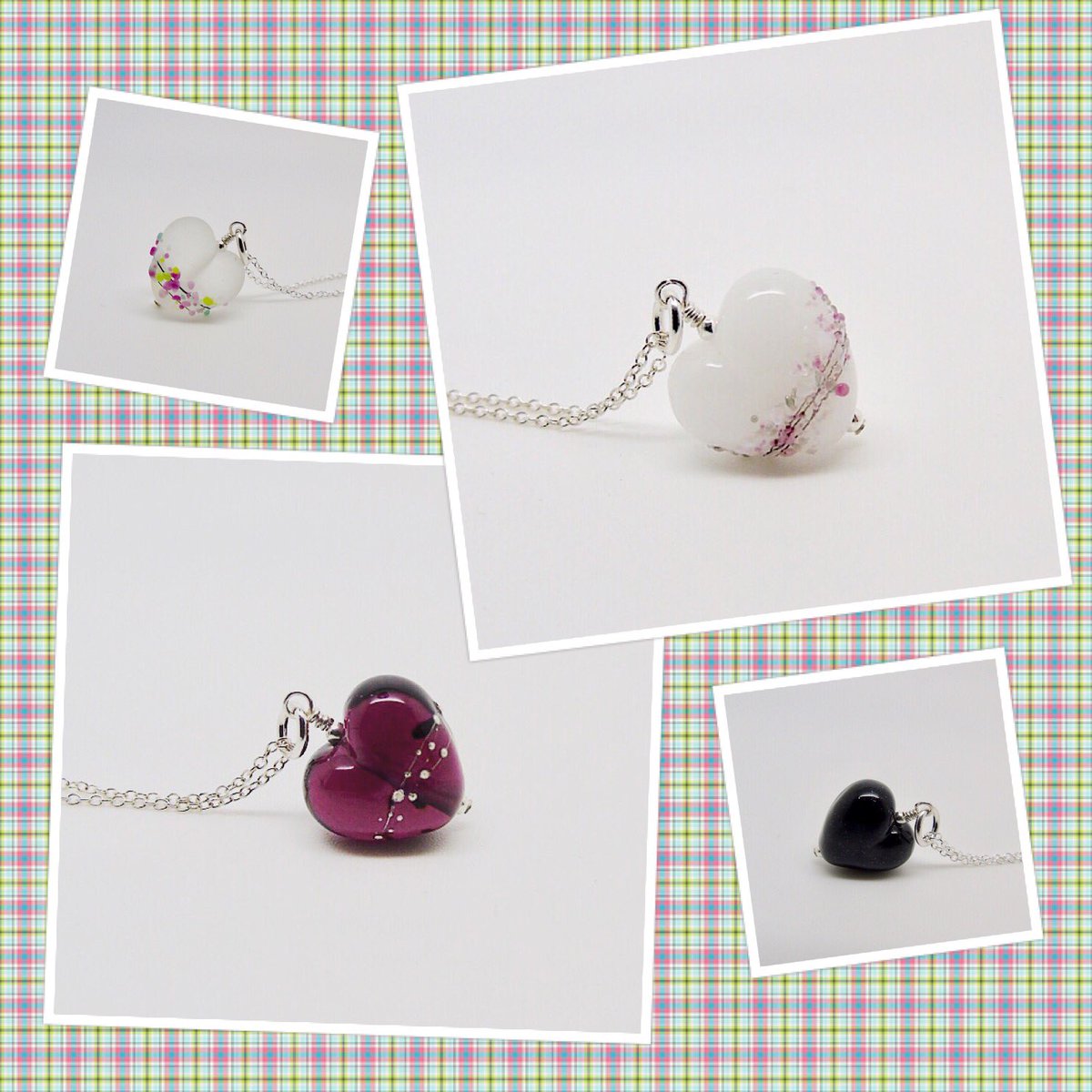 Mini heart lampwork pendants, available for Christmas delivery, order by 2pm for Xmas delivery (uk only) #HandmadeHour #handmade #handmadegifts #gifts #giftsforher #etsyuk #Etsy #stockingfillers #Stockingstuffers #LastMinuteGifts