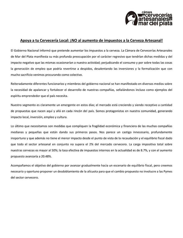 Apoya a tu cervecería local ¡NO al aumento de impuestos a la #cervezaartesanal.