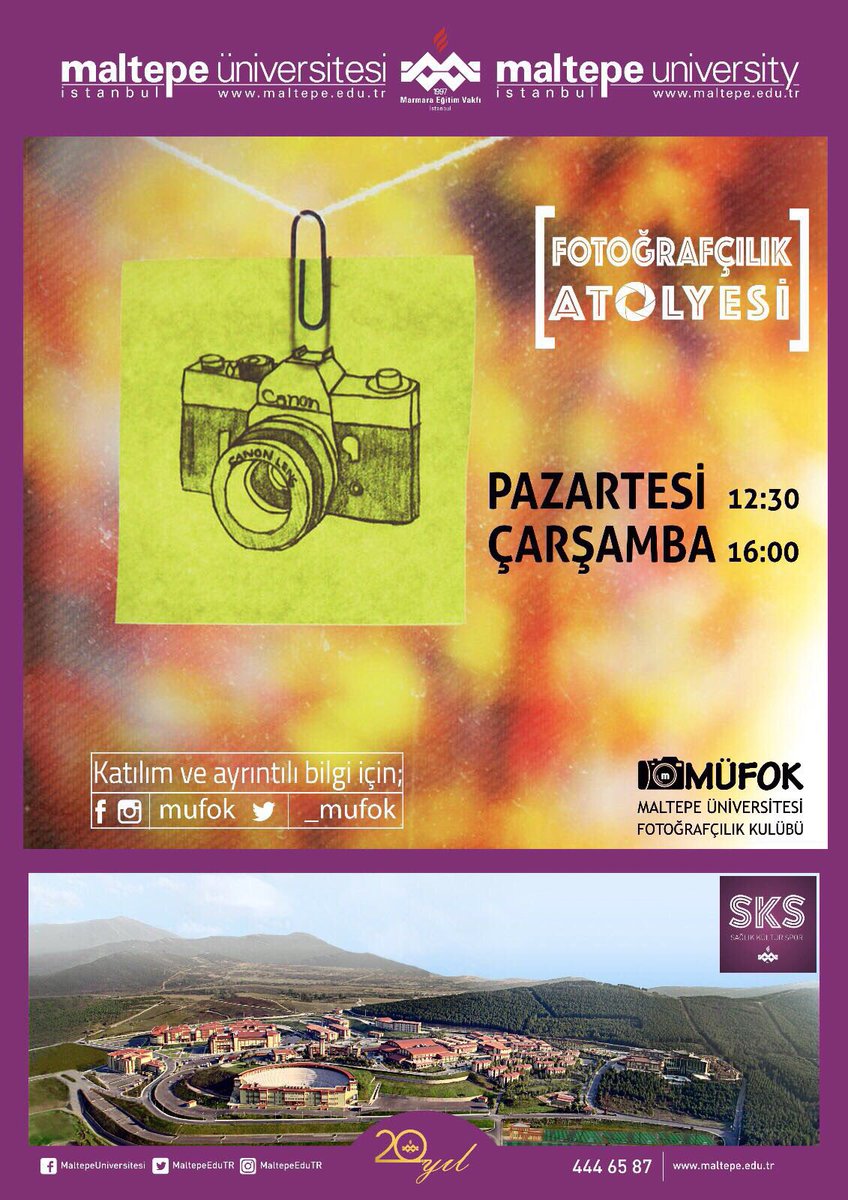 Fotoğrafçılık atölyelerimize devam etmekdeyiz, kayıt için halen geç değil bekleriz.. kayıt için hesabımızdaki linki tıklamanız yeterli. <a href="/MaltepeEduTr/">Maltepe Üniversitesi</a>