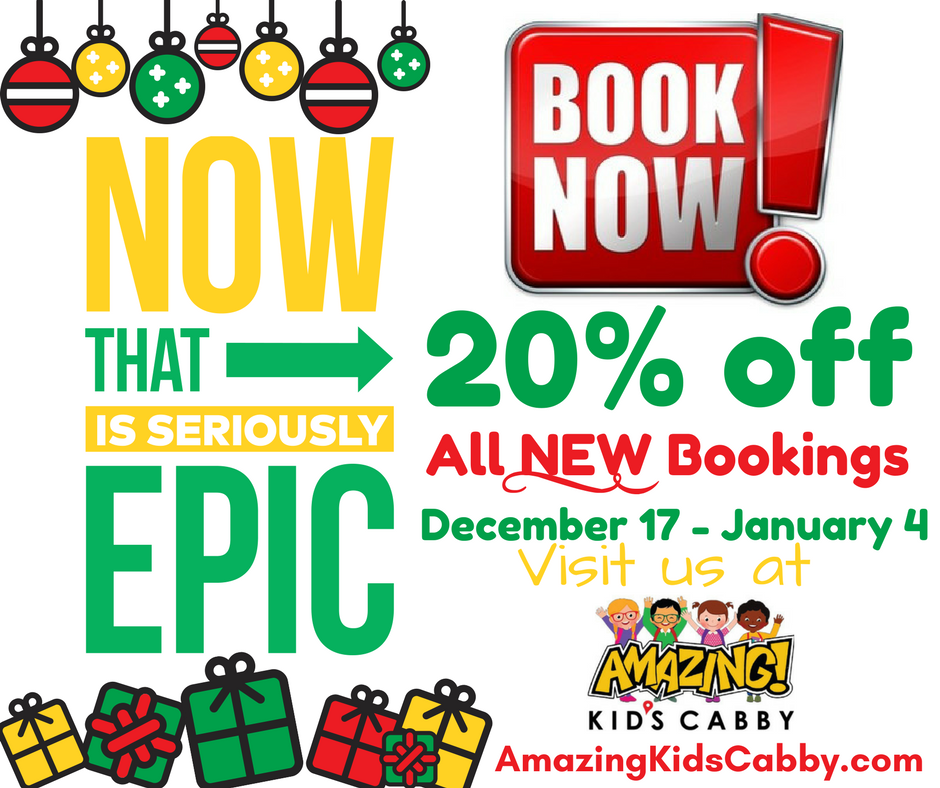 AmazingCabby1's tweet photo. #AmazingKidsCabby is now booking HOLIDAY TRANSPORTS! All NEW bookings NOW 20% off!!! Visit us at https://t.co/pq8qJ5XpR7 to book SAFE, CONVENIENT and RELIABLE transportation for your Amazing Kids this holiday season! https://t.co/olyAS5MSPW