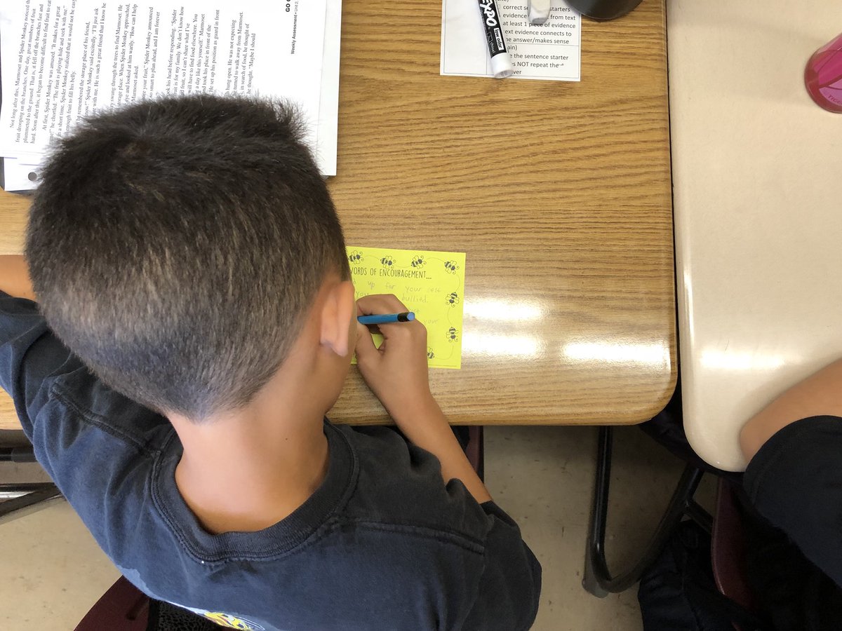 EBESBees's tweet photo. As part of the presentation, students are writing messages of encouragement and support for any student who may need it. What an awesome way for students to support each other at the school and build positive relationships. It is the #EBWay. https://t.co/3kYYa3uDuC