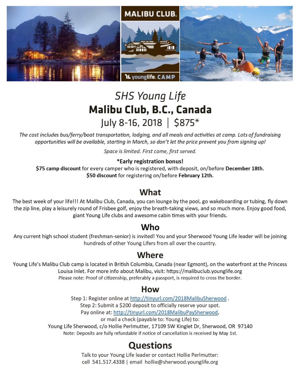 younglifeshs's tweet photo. ONLINE SIGN UPS FOR MALIBU ARE NOW UP. THIS IS NOT A DRILL https://t.co/AEXVwWpjbB