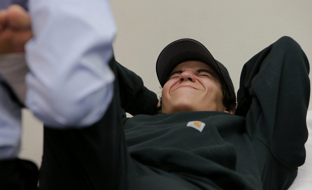 pressenterprise's tweet photo. Injured Temecula Linfield quarterback who will lose his leg finds encouragement from Chicago Bears player https://t.co/tHuAKTbrgI https://t.co/Bfbo5y7R1c