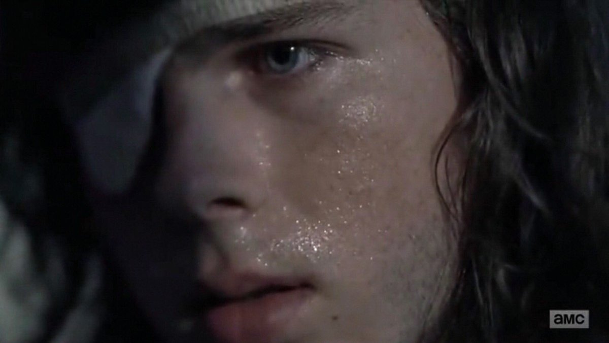 WalkingDead_HQ's tweet photo. "I brought him here ... that's when it happened" 
#thewalkingdead #carlgrimes #chandlerriggs #twdseason8 #twdmidseasonfinale #walkerbite @chandlerriggs #ripcarl 😪 https://t.co/CLCPoukWRG