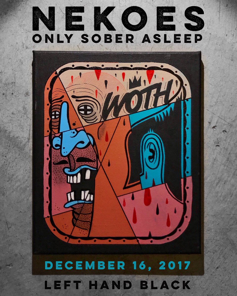 CohortC's tweet photo. Preview of a collab piece with @mikemaxwellart x NEKOES for his solo #artshow #onlysoberasleep happening this Saturday at #LeftHandBlackStudios in South Park, San Diego. #Freebeer 6-10pm https://t.co/QS0fUYHCE4