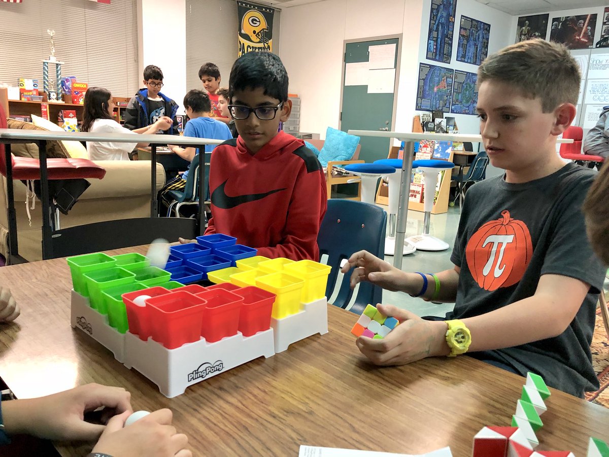 ManghamMath's tweet photo. #ManghamMath GameDay Game of the Day: Pling Pong. A little skill and a little luck. Plus one of the few games where you can be out, but get back in and win! #PlingPong @DonDurhamSLC https://t.co/O6cMg9Xm5f