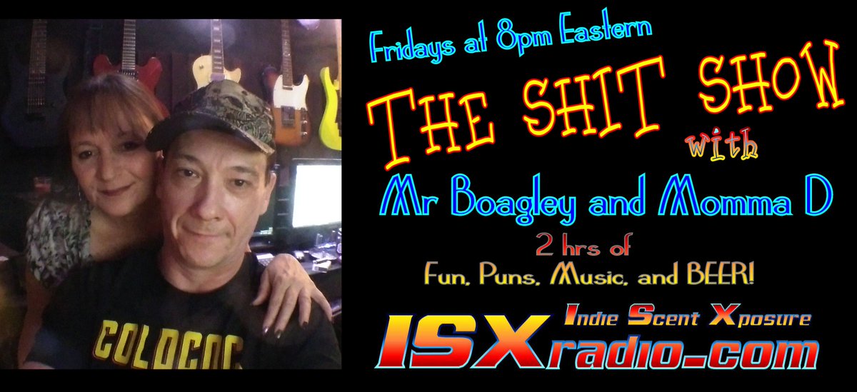 IsxRadio's tweet photo. 8pm Eastern #indiemusic  @  https://t.co/aPdULFWY8B
THE SHIT SHOW with @ISXmr_boagley &amp; Momma D @IsxRadio 
feat.  @potfkicksass - @BlackTopMojo - @ShauneWalt  - #StoneBone - @SecondPlayrScor - @so_st_ca
#CrankItUp https://t.co/FgsBJnCoqb