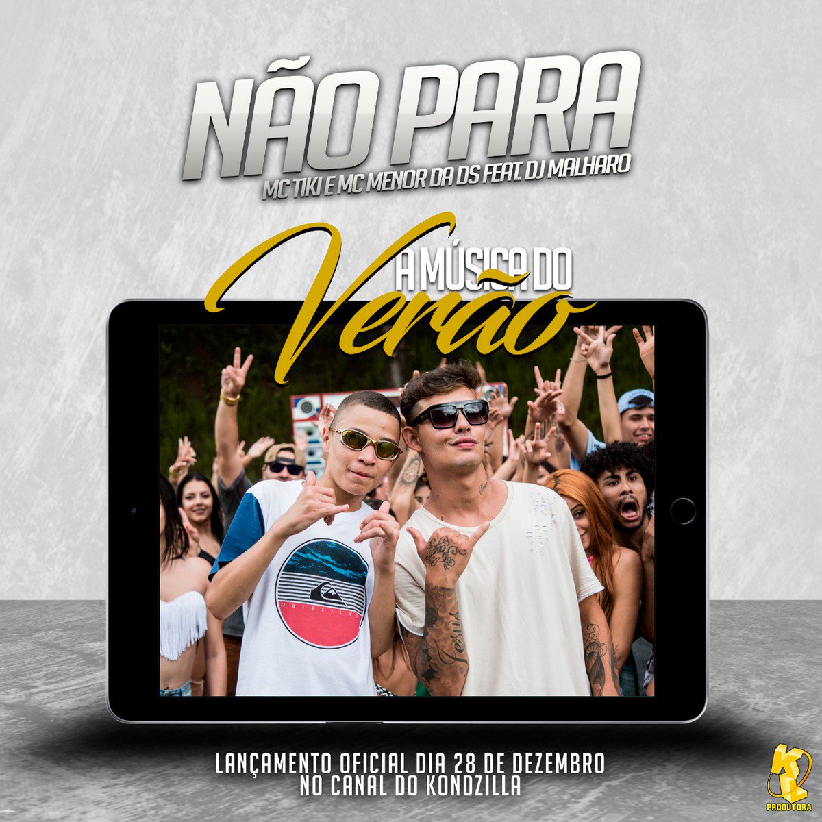 Shitcoin_Ar's tweet photo. Dia 28 de dezembro é lançamento do clipe "Não Para" no canal da @KLProdutora. O novo hit do verão vem ai..
@MENOR_DA_DS @MC_Tikiofc #naopara https://t.co/3BYFhbqz79