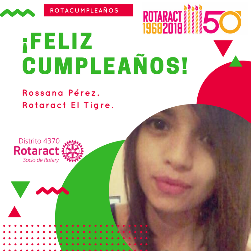 Rotaract4370ri's tweet photo. Hoy Rtc. El tigre celebra el cumpleaños de la compañera Rossana Pérez ¡Felicitaciones! https://t.co/RySBaaDiDO