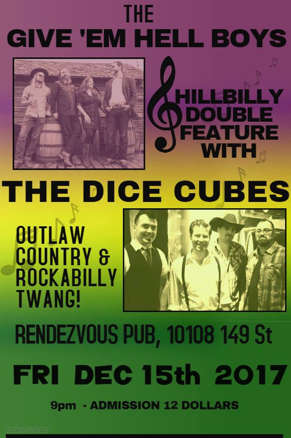 Tonight #yegmusic @GiveEmHellBoys The Dice Cubes Doors 8pm Show 10pm 10108 149st #edmontonrocks Food and Drink Specials