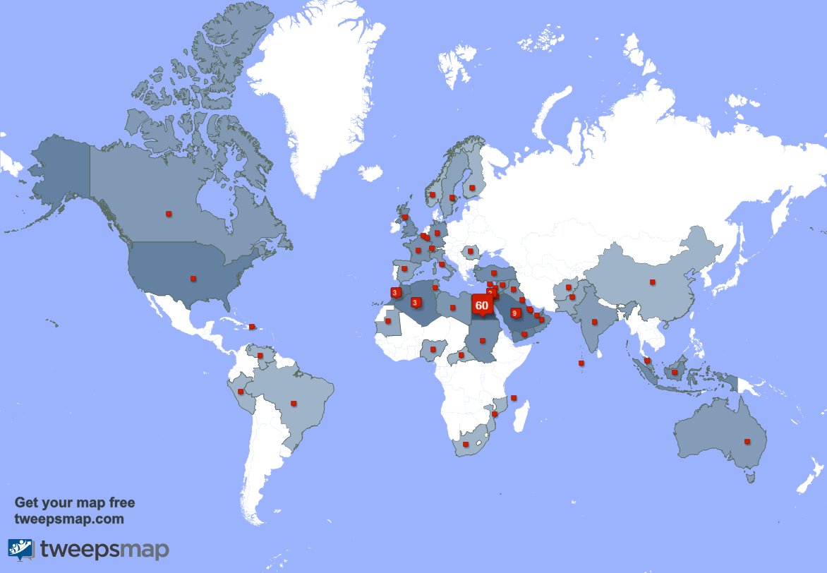 7azstorm's tweet photo. My followers live in Egypt (60%), Saudi Arabia(9%)... Get your map: https://t.co/xJLv2QB9Vb https://t.co/iOTPckRrGe
