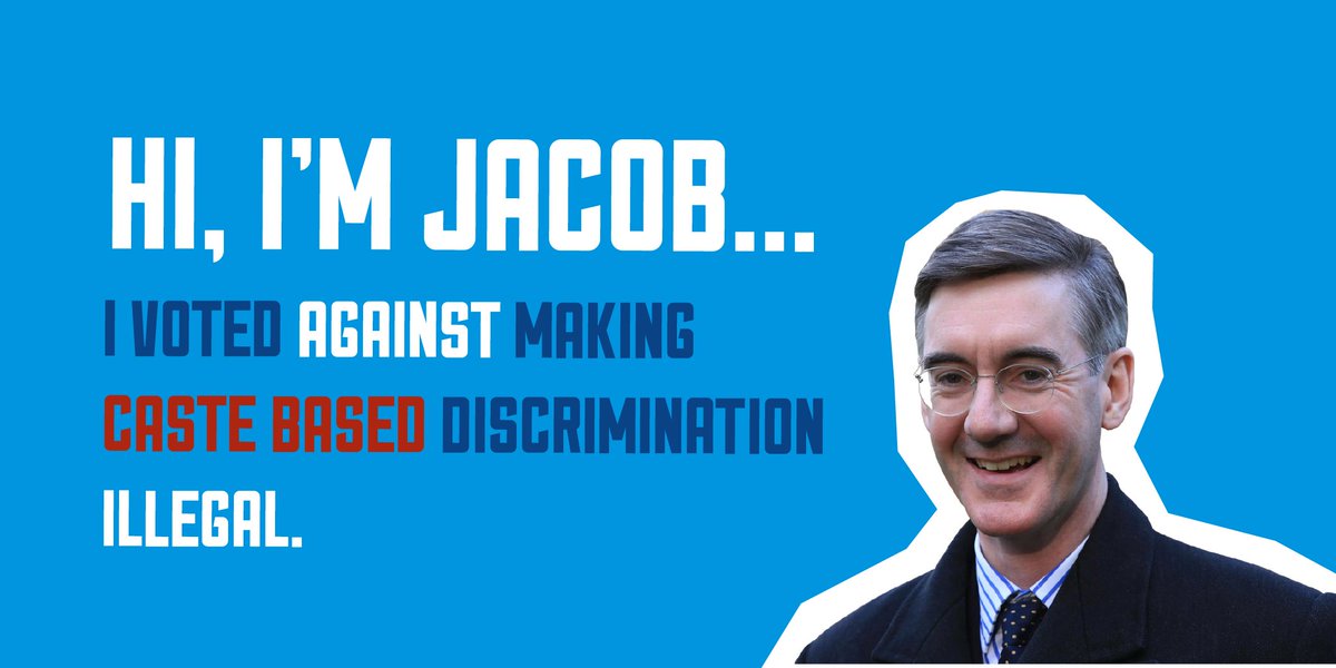 HowJacobVotes's tweet image. Jacob Rees Mogg voted against making caste or race related discrimination illegal.

#ChewMagna #Keynsham #MidsomerNorton #Radstock #Bath #Bath #UKPolitics