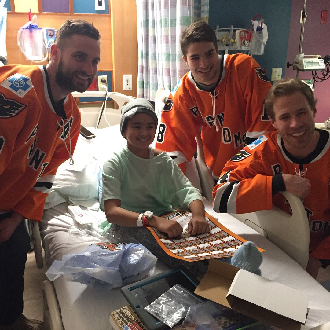 LVPhantoms's tweet photo. Earlier today, #LVPhantoms TJ Brennan, Corban Knight (@CorbanKnight) and Danick Martel (@martel2626) took part in a hospital visit to help put smiles on the faces of children this holiday season. https://t.co/ylTmZaIIBO