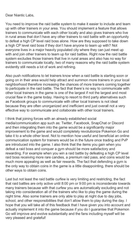 PokemonGoMiami's tweet photo. @MYSTIC7 An open letter to @NianticLabs 

Please retweet if you agree! https://t.co/huk9ujkld7