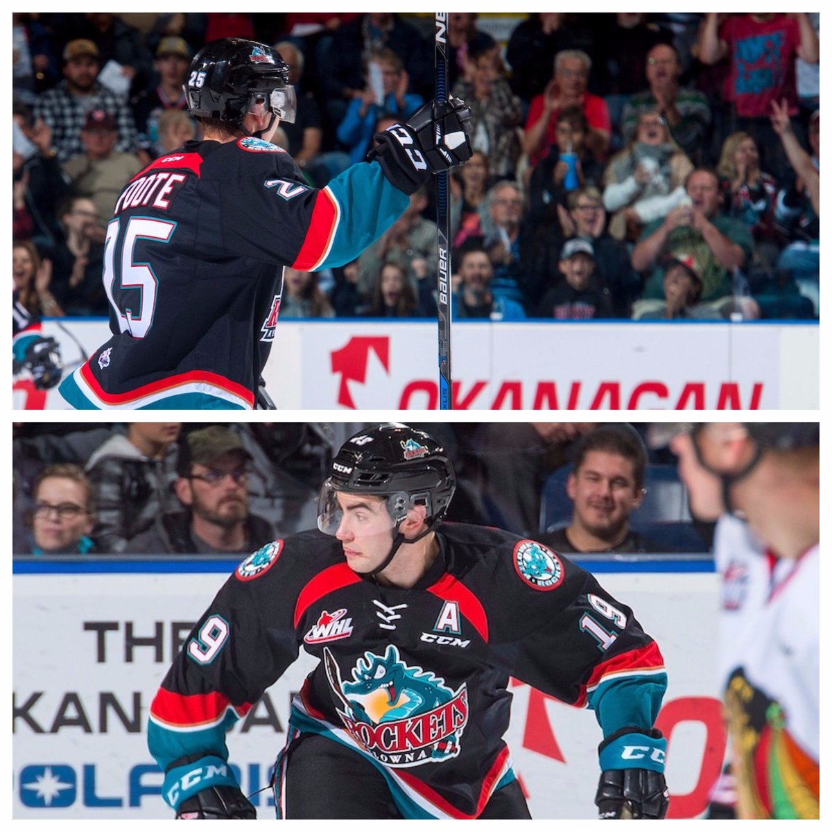 Kelowna_Rockets's tweet photo. Dube and Foote will be the 16th and 17th Rockets representatives for Team Canada at the World Junior's. Details: https://t.co/HglN9rc6T3 #Dubes #Footer #CaptainCal #DrDubes #WHLRockets 🚀🐉🇨🇦🚀🐉🇨🇦 https://t.co/8497Z4Cdyl