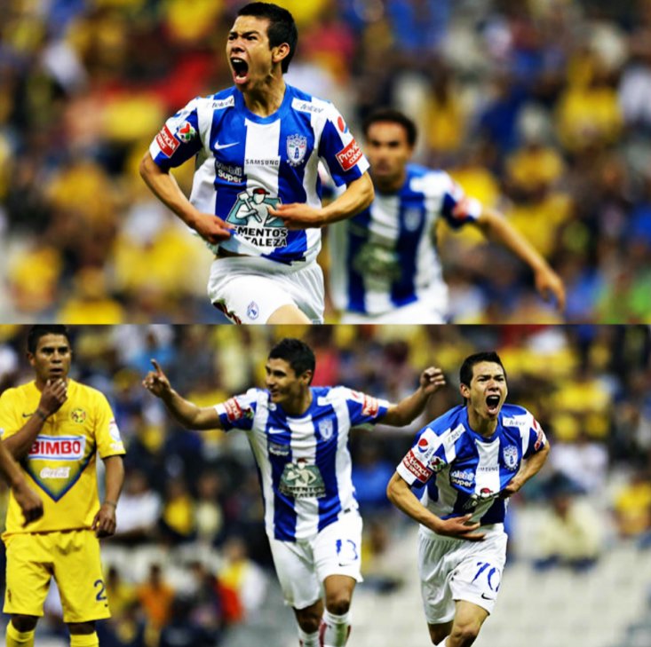 InvictosSomos's tweet photo. Con apenas 18 años de edad, Hirving Lozano debutó en Primera División enfrentando al América en el Estadio Azteca. Enrique Meza lo mandó al campo y, cinco minutos después, firmó el gol para que Pachuca lo ganara. El primer paso de su meteórica evolución. #BaúlInvicto https://t.co/T8HqlWxorI