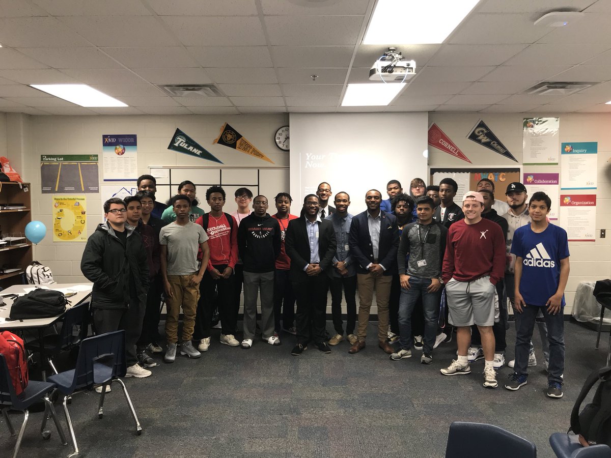 MWATC's tweet photo. Today these 4 men from @Morehouse came to our classes to speak about their collee experiences with our All-Male AVID classes. These young men we AMAZING!! @TimberviewAVID https://t.co/Z5E1YyEfbS