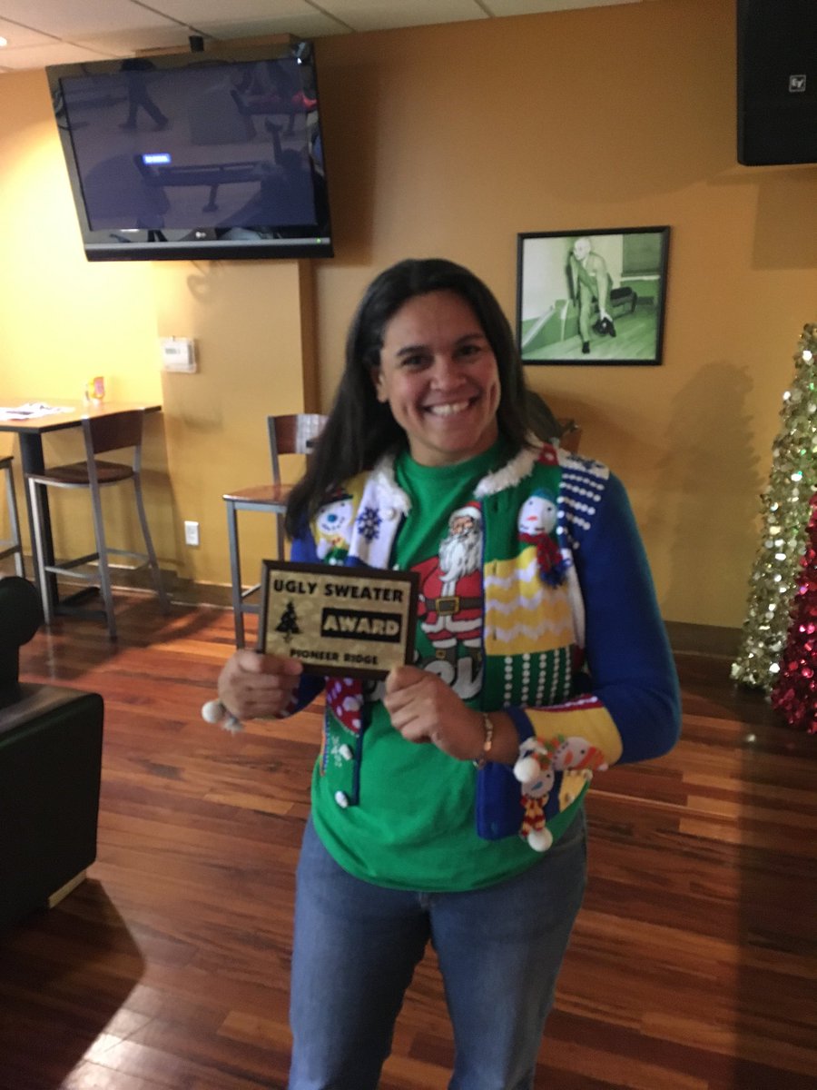 PioneerRidge_MO's tweet photo. Congrats to the 2017 Pioneer Ridge staff ugly sweater winner Ms. Rollinson. https://t.co/z1vJtoPOAf