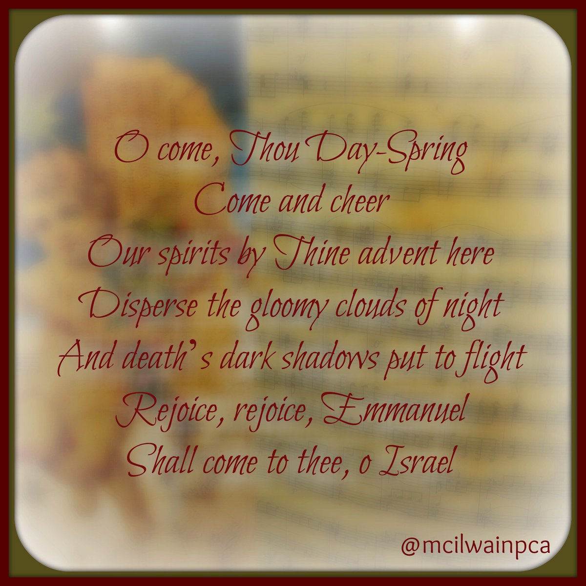 mcilwainpca's tweet photo. O Come, O Come Emmanuel!

#hymnsoftheseason #hymnology https://t.co/iLqGhtltoW