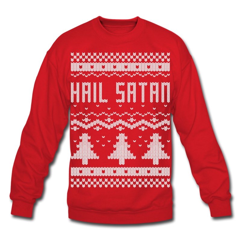 naomimonster1's tweet photo. #IfSatanWereSanta I’d finally get to wear my Christmas sweater #HailSatan @TheTagsidermist https://t.co/54y00uEgsQ