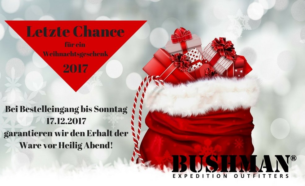 bushmanwear's tweet photo. Bestellen Sie bis 17.12.2017 und wir garantieren für eine Lieferung vor Weihnachten! #weihnachtsgeschenke #clothes #outdoor #bushman #lifestyle https://t.co/k8koysSluv
