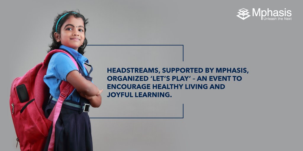 Mphasis's tweet photo. Proud to be a part of @Headstreams' ‘Let’s Play’, a Children’s Day initiative to encourage healthy living among children and impart the value of learning. https://t.co/IvP0n3mprP #F1Foundation https://t.co/ulRcRpxWUt
