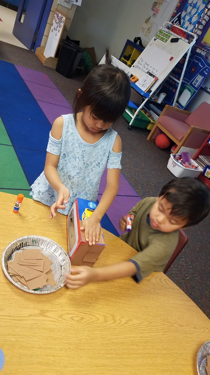 cvtigersKA's tweet photo. #kindergarten students started the day writing sentences about their #PWIM poster, which is a picture from the story "The Mitten"  In the afternoon we read the story "The Gingerbread Boy" then started our project of creating a gingerbread house. It was a fun Friday! https://t.co/eFLiDt2LQF