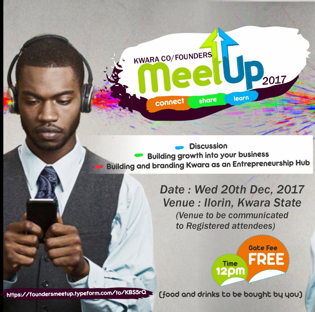 idealqualityntw's tweet photo. Join KWARA CO-FOUNDERS #MEETUP2017 to #Connect #Share & #Learn on Dec 20th featuring #Discussion #BuildingGrowth in #Business #Branding #Kwara as #Entrepreneurship #Hub @drroadeyeye @TemitopeOmoniyi @Topeamujo #HeroesNations @YALINetwork #YALINetworkKwara @SheLeadsAfrica @EDC4SME https://t.co/tPVSm6kzsP