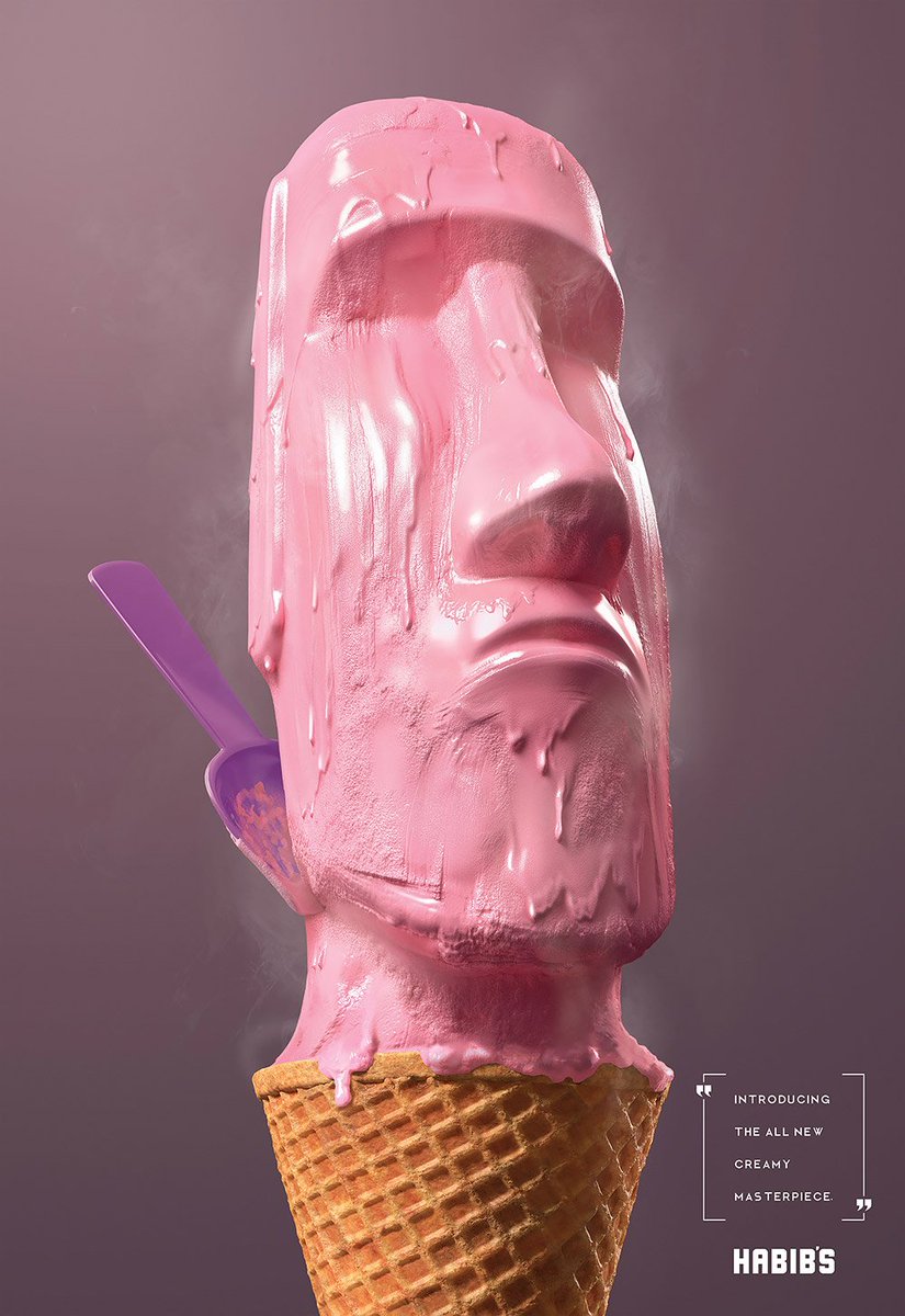 IdeaLaunchAp's tweet image. Brilliant Advertising Posters for Artisanal Ice Cream
Brazilian ad agency  PPM , together with  Estudio Gelmi , came up with this mouthwatering campaign for Habib’s handmade ice cream. Three posters show ice cream of different flavours (chocolate, stra fubiz.net/en/2017/10/03/…