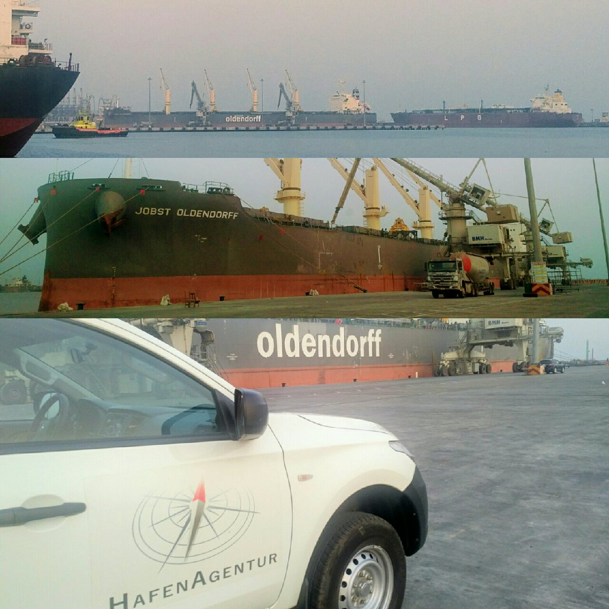 HafenAgentur's tweet photo. Modern cement carrier commencing discharge #HafenAgentur #Oldendorff #BSM #Dangote #ShipAgent #Cement #Tema #Ghana #Harmattan https://t.co/lOnGI60kwQ