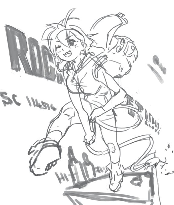 今合間に描いてる海腹川背さんロケット!のラフです。仕事が落ち着いたら…完成させます! 