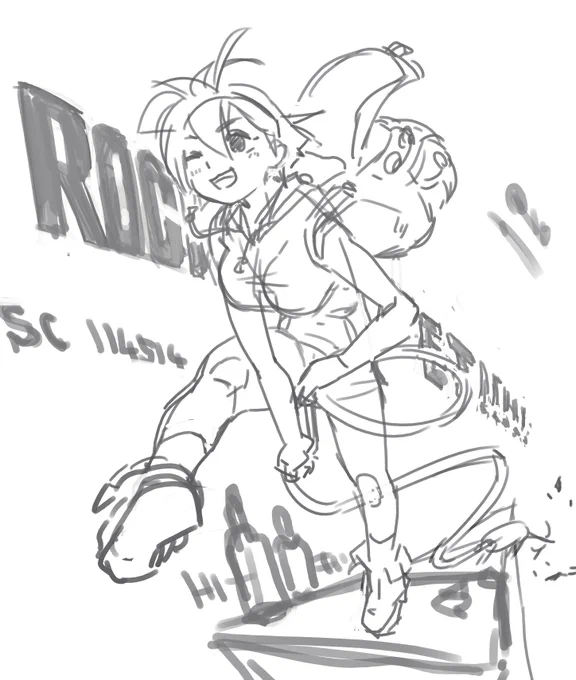 今合間に描いてる海腹川背さんロケット!のラフです。仕事が落ち着いたら…完成させます! 