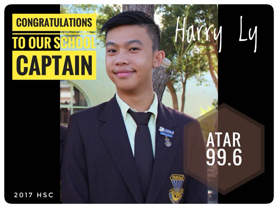 FairvaleHigh's tweet photo. Congratulations to our School Captain, Harry Ly who received an #atar of 99.6 and made the #DistinguishedAchiever list in the #smh @smh #hsc2017 and  @learnPSNSW #nswdoe https://t.co/VchRNaAw0k