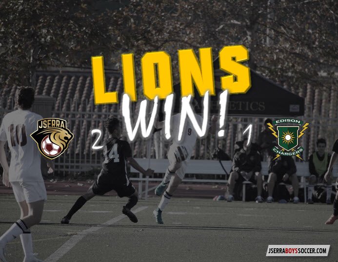 Well done Lions!! 2-1 win against Edison HS #jserrasoccer ⚽️🥅 #lionnation
