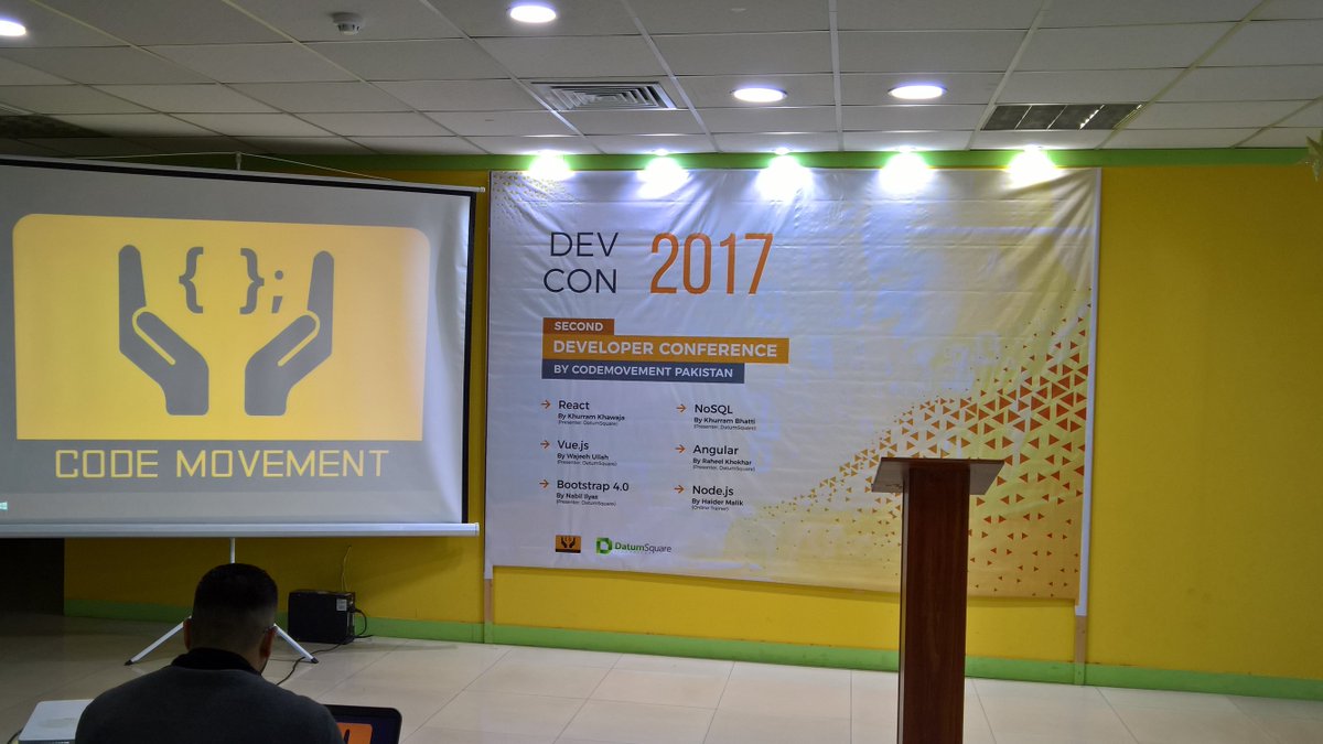 ab_rehman_aftab's tweet photo. Attending 2nd Annual Developer Conference 2017 organized by @codemovementpk and hosted by DatumSquare IT Services Islamabad. Very fruitful sessions going on around Front-end technologies by industry experts. #DevCon17 https://t.co/zjXstdJyfC