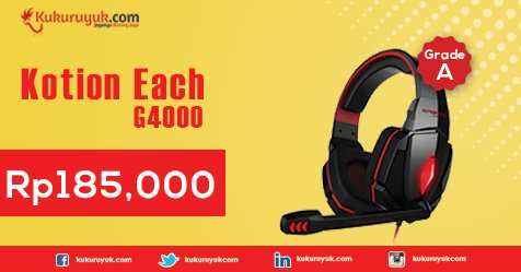 KukuruyukCom's tweet photo. Biar main game di PC kamu makin seru, pakai Kotion Each Headset Gaming G4000 - Grade A yang satu ini, Kuku Mania! :) https://t.co/P5cPop24tq

#ProdukJago https://t.co/bFYEUROwr7