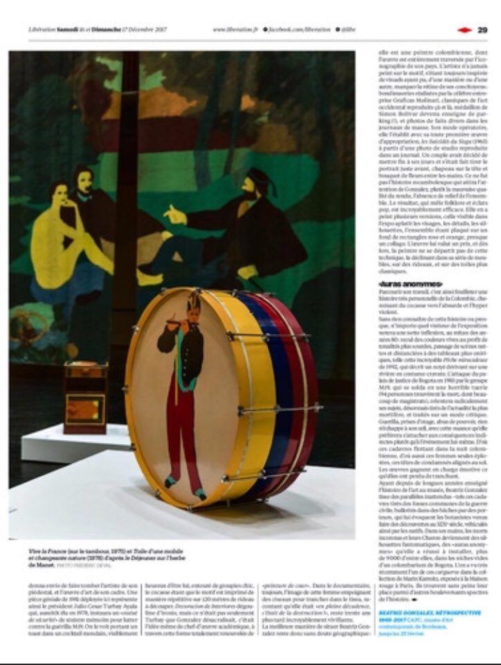 CAPCmusee's tweet image. [presse] lecture du #wk avec @libe 👉🏽 allez à votre kiosque à journaux et célébrez avec nous #BeatrizGonzalez une artiste exceptionnelle @BDX_Culture @BordeauxTourism m.facebook.com/capc.musee/?ts… #wk au #capc #art @FrCol2017 @IFParis