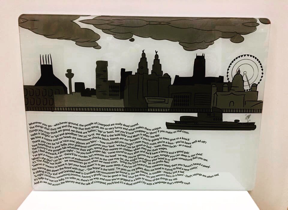 livgiftgall's tweet photo. Yay the Exclusive Glass ‘Livertalk’ Worktop Savers/Chopping Boards have arrived. We have real, grey and red all in stock. Available to purchase via the website too at £20 each #Liverpool #scouse #livertalk #itsliverpool https://t.co/2emHp8uvqj