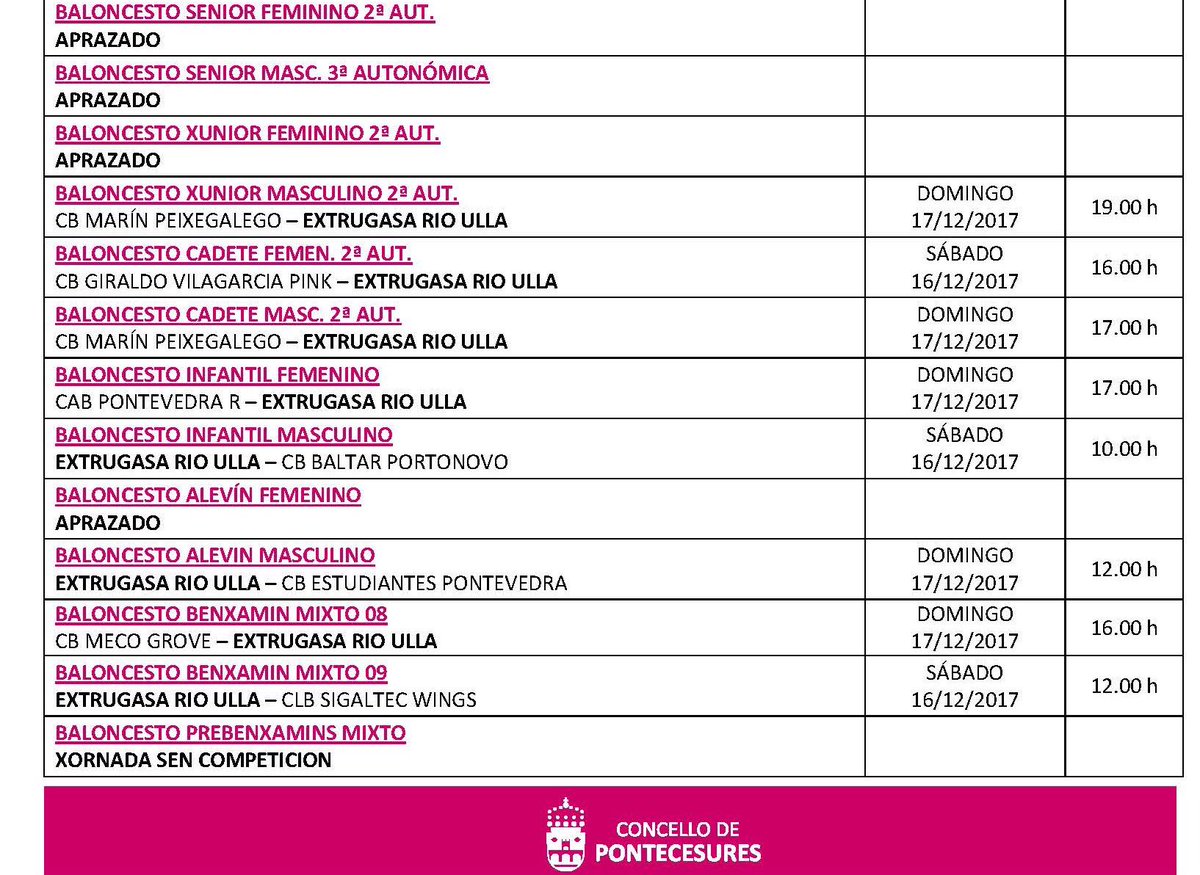 cbrioulla's tweet photo. Horarios desta fin de semana! https://t.co/x2JL9dFRzN