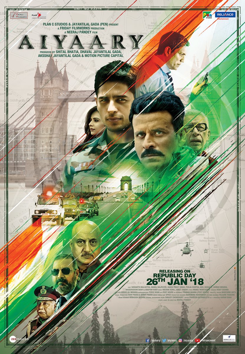 Koimoi's tweet photo. This #VijayDiwas watch out for #Aiyaary! Check out this amazing #AiyaaryPoster.
@aiyaary @neerajpofficial @S1dharthM @BajpayeeManoj @Rakulpreet @Pooja_Chopra_ #NaseeruddinShah @AnupamPkher @RelianceEnt @PlanC_Studios @PenMovies @ShitalBhatiaFFW @currentshah #Bollywood #Koimoi https://t.co/oSi5Pl49xw