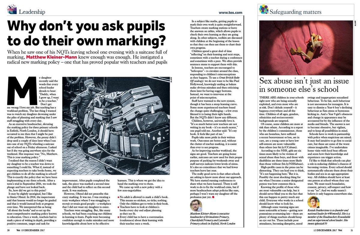 tes's tweet image. 'Teachers are going home earlier, suitcases are now used for their proper purpose of packing for weekend away and staff surveys indicated lower levels of stress' – How did this headteacher do it? Read in this week's @Tes...