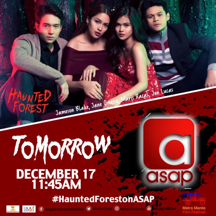 RegalFilms's tweet photo. Abangan bukas sila Miho, Myrtle, Maris, Jameson, and Jane bukas sa ASAP! #HauntedForestonASAP https://t.co/NWCLPjHxEy