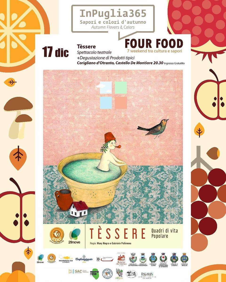 Four_Food's tweet photo. Oggi terremo il #laboratorio sensoriale #Moscacieca rivolto ai piccoli #esploratori ma domani vi aspettiamo tutti alla rappresentazione teatrale #Tèssere con #degustazione nel #castello di #CoriglianodOtranto.

👉 ingresso #gratuito 

#WeAreInPuglia #InPuglia365 https://t.co/2GnDmEviwD