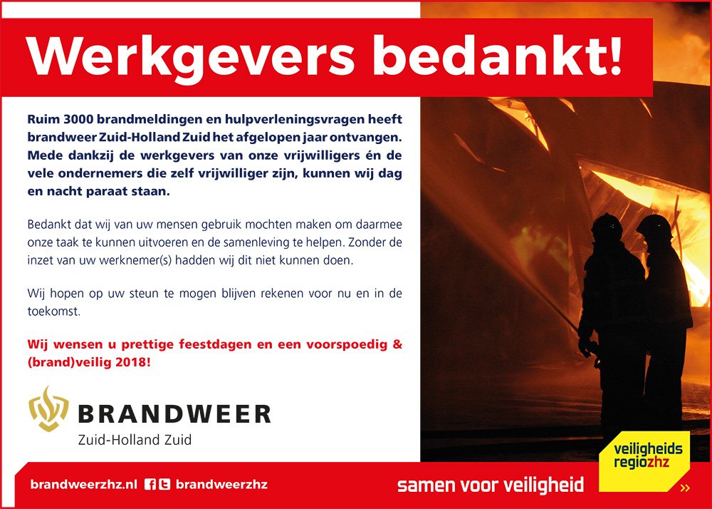 BrandweerZHZ's tweet photo. Wij bedanken de werkgevers van onze vrijwilligers én de ondernemers die zelf vrijwilliger zijn. Bedankt dat wij van uw mensen gebruik mogen maken om daarmee de samenleving te helpen. Mede dankzij hen kunnen wij 24/7 paraat staan. https://t.co/ooiRum1hfF