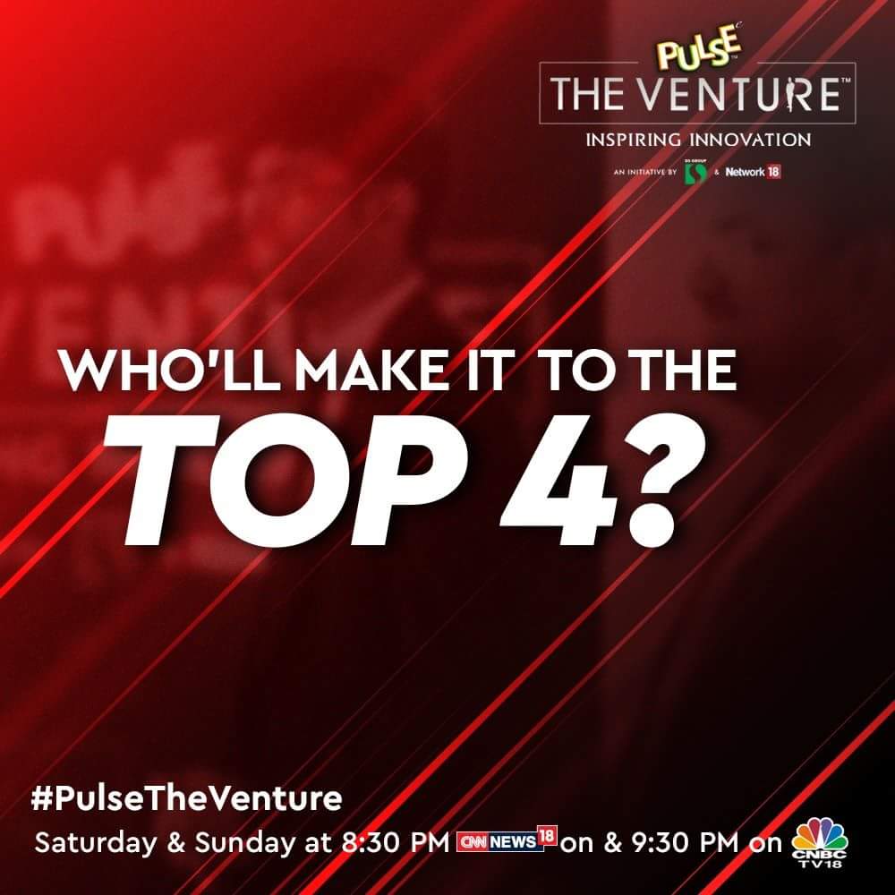 PulseTheVenture's tweet photo. The grand finale is almost here! Find out which four #entrepreneurs make the cut.

Watch #PulseTheVenture exclusively on @CNBCTV18Live &amp; @CNNnews18 

#entrepreneur #idea https://t.co/89OBUQKlyL