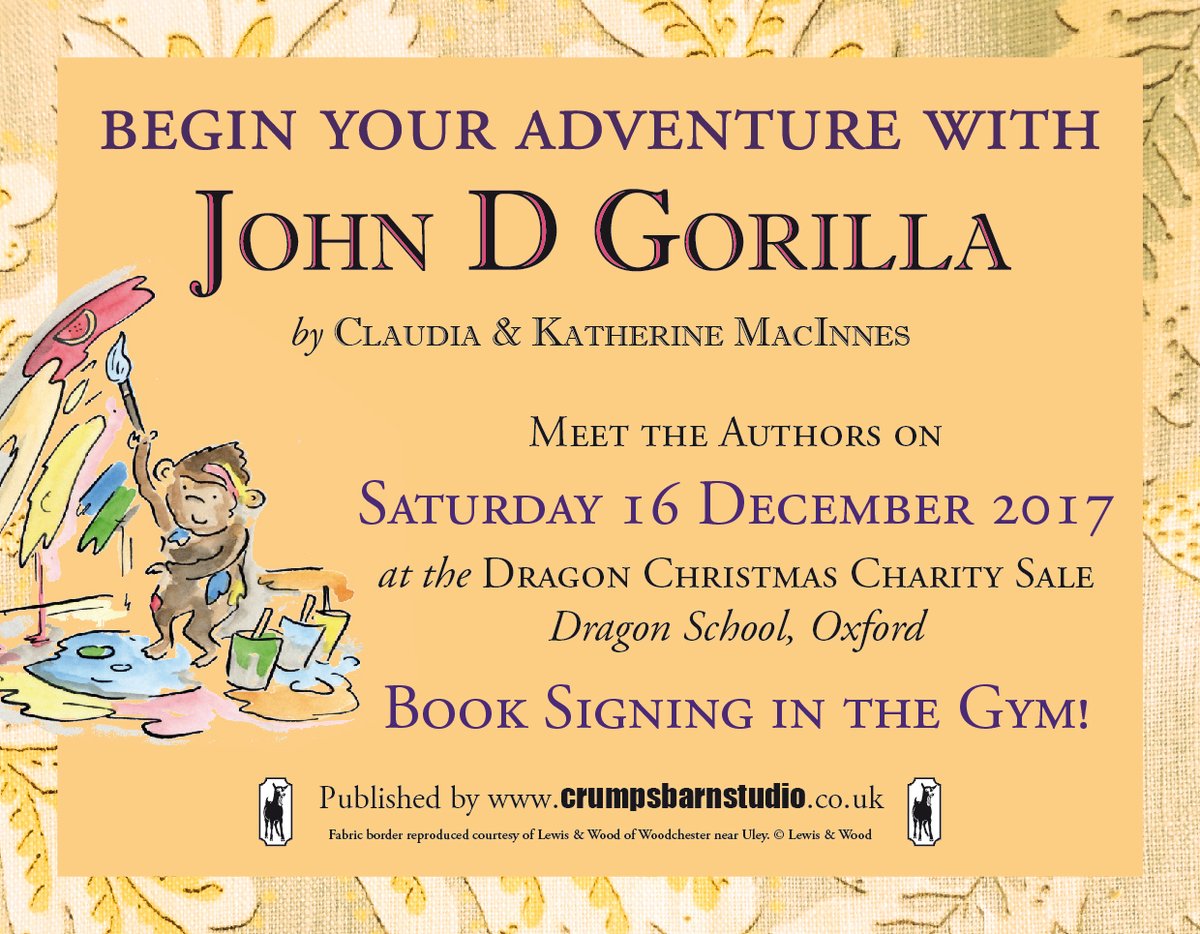 We're signing books at the <a href="/DragonSale/">Dragon Sale</a> TODAY at their annual #Christmas Charity Sale <a href="/thedragonschool/">Dragon School Oxford</a> Oxford OX2 6SS. You'll find us in the gym with all the Little Dragons 🐉, and a gorilla... 🦍